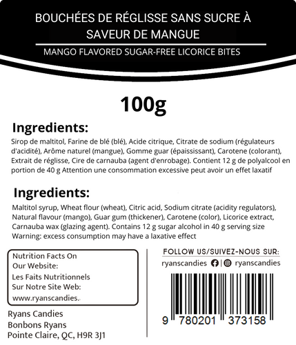 Mango Flavored Sugar-Free Licorice Bites 100g