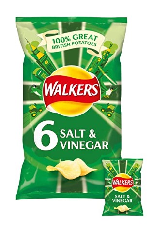 WALKERS CRISPS SALT AND VINEGAR 6 PACK