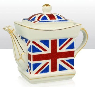 Union Jack Square Ceramic Glitter Teapot